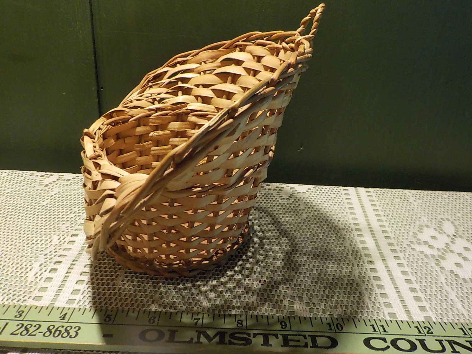 Vintage Wall Pocket Basket Planter Woven Wicker Rattan