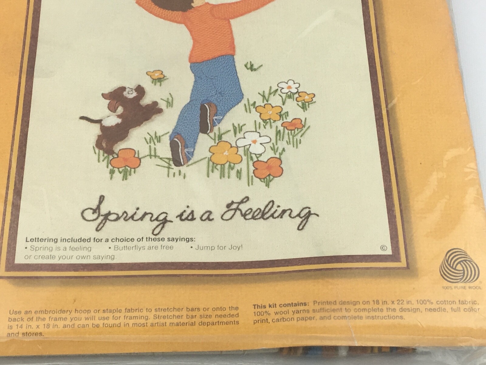 Sunset Stitchery 2702 Joy Crewel Embroidery Kit 14x18 Connie Blyler 1976 New