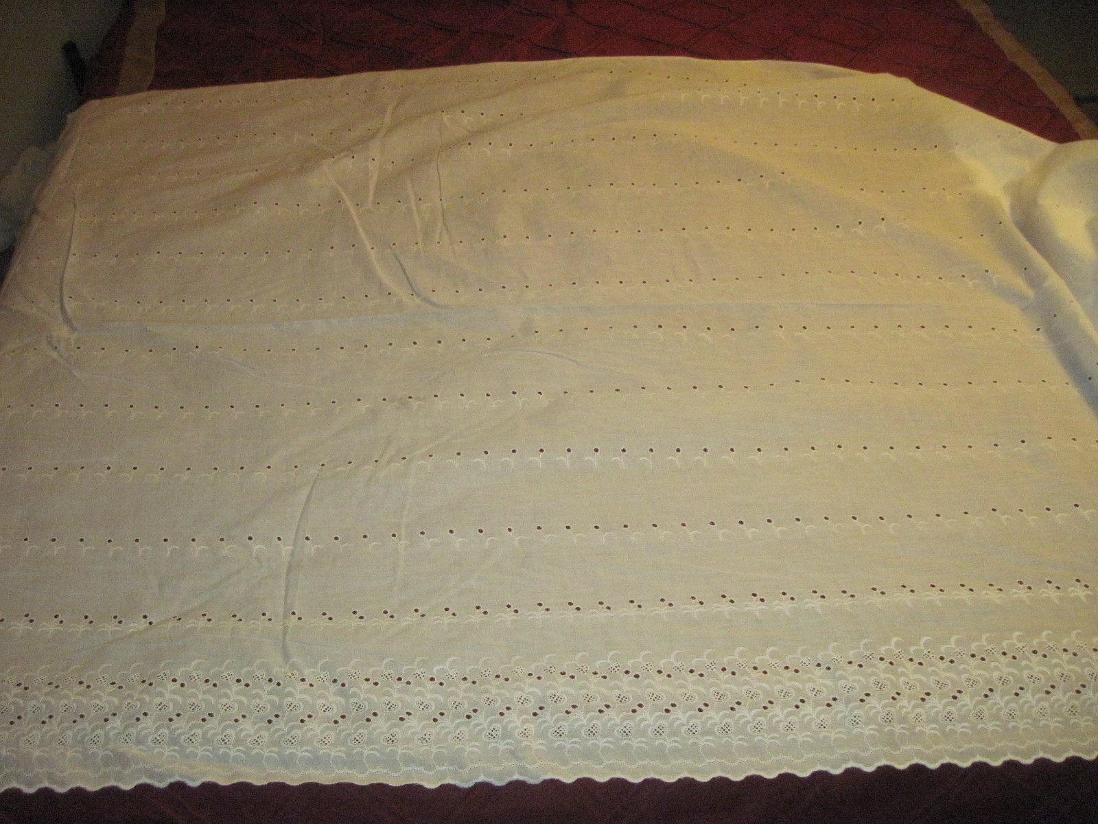 10 Yds White Cotton/Polyester Material with Eyelet Design All Over It, 43