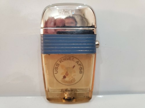 RARE Vintage Working Scripto VU Lighter USS RIGEL AF-58  Navy Military   1080.29