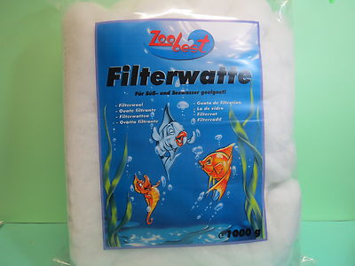 Filterwatte  weiß / fein  Polyesterfaser  1000 gramm  Aquarien Watte   19957