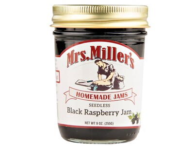 Mrs. Miller's Seedless Black Raspberry Jam (6) 9 oz Jars Free Shipping