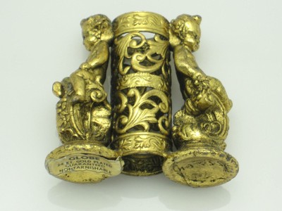 GLOBE 1930s Puffer Atomizer Ormolu Cherub Perfume Bottle 24K Gold Plated 22