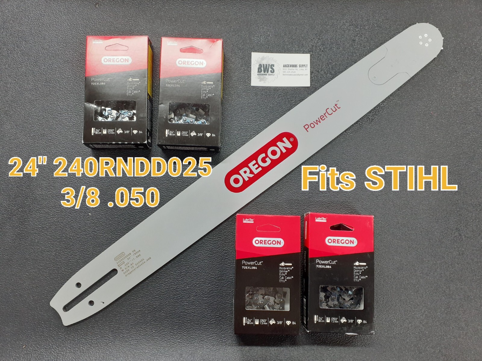 24" Bar & 4 Pack Chains Oregon Stihl MS310 Chainsaw 240RNDD025 3/8 050の