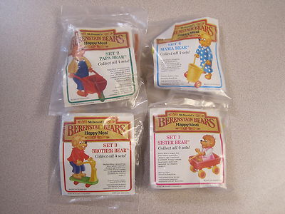 McDonalds 1987 Berenstain Bears Happy Meal, Complete Set - Mint in Package