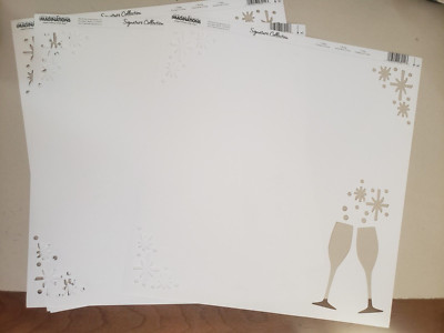 Creative Imaginations Art Warehouse Scrapbook Paper ~ White  Cheers x3 sheets