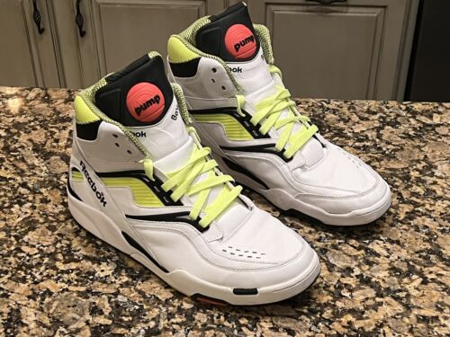Reebok Twilight Zone Pump White Neon J10323 Size 12 - Worn Reebok Twilight Zone Pump White Neon J10323 Size 12 - Worn