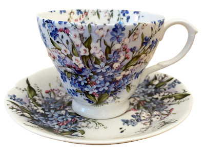 Royal Patrician Blue Forget Me Not Tea Cup & Saucer Fine Bone China England NEW