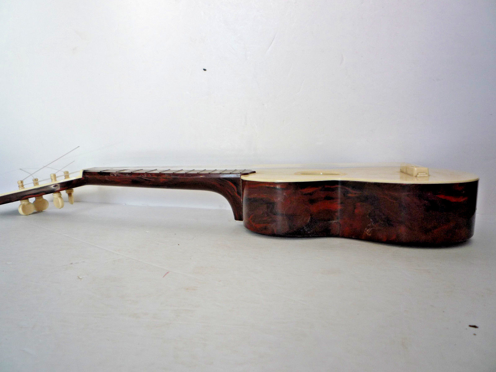 Vintage FLAMINGO UKULELE by EMENEE with Arthur Godfrey Uke Player, Plastic,1950s
