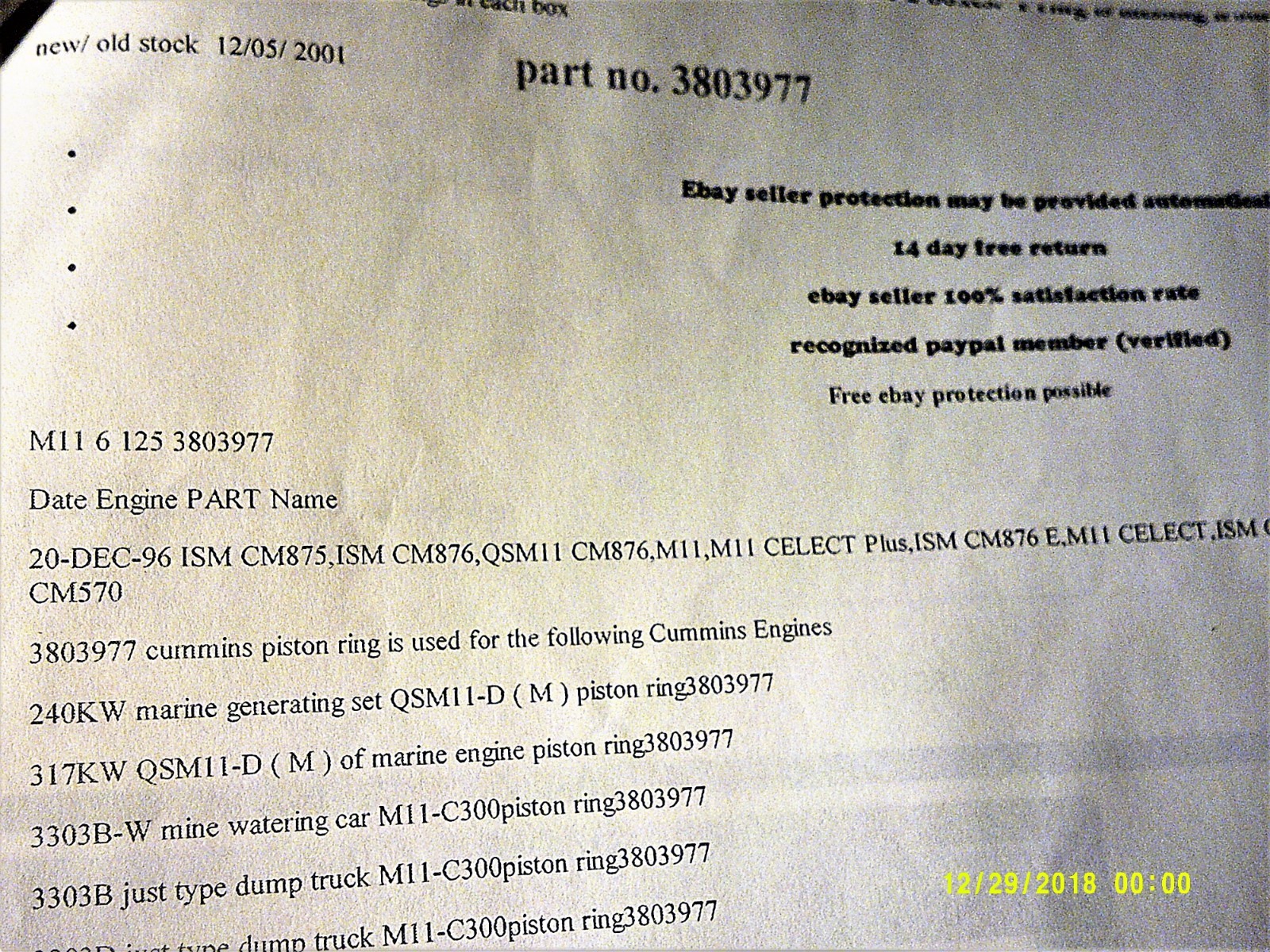 Cummin/Onan Manuals  (5) ISB4 Fault Codes piston ring set E125H E140H Hot Start