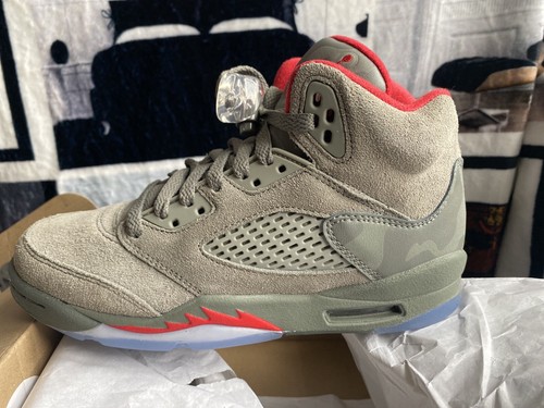 New Nike Air Jordan 5 V Stucco Camo Fire Red GS Grade School
