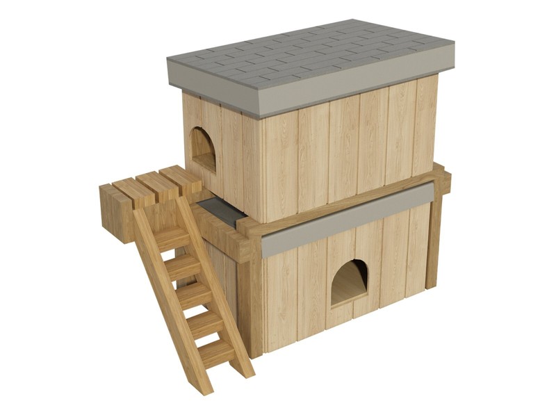 Doghouse Plans DIY Medium Size Wooden Two Story Pet Kennel