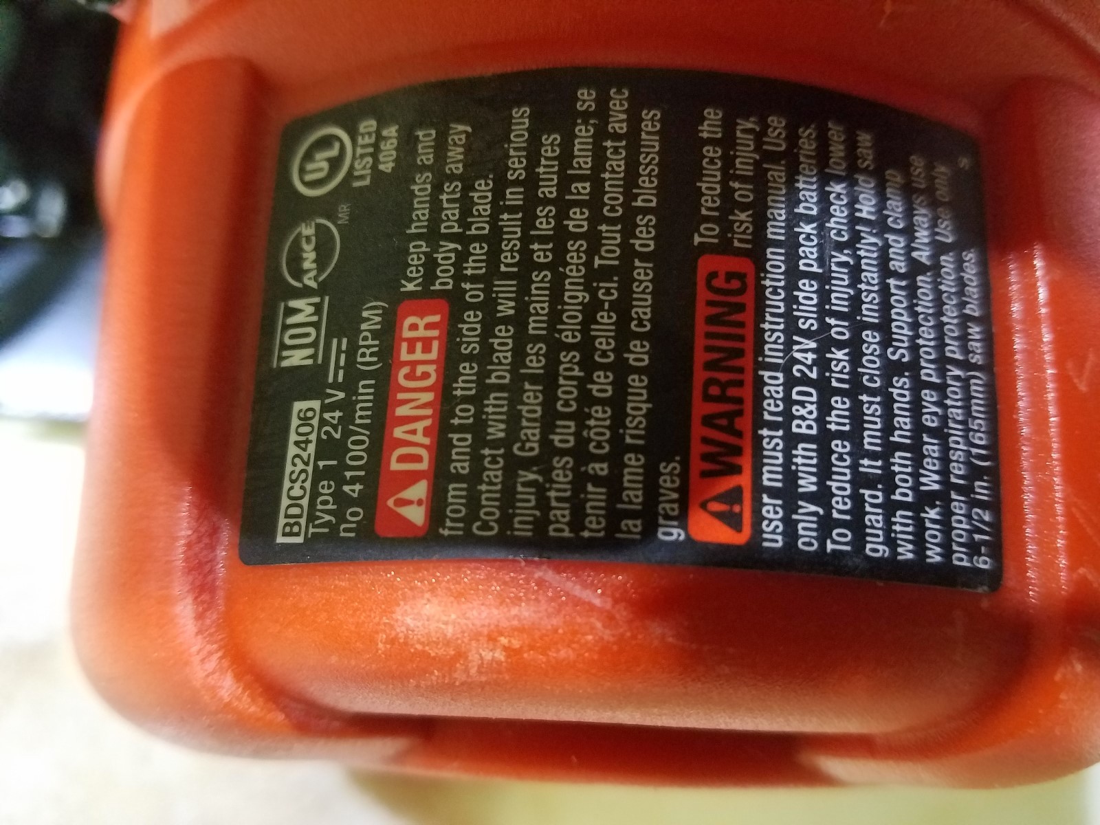 Black & Decker Firestorm 24V Cordless Circular Saw BDCS2406 Bare Tool Only