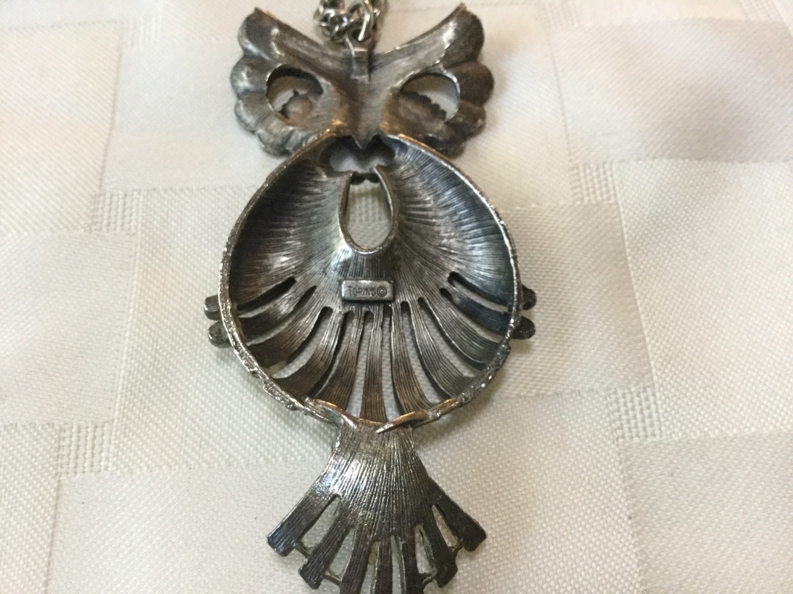 Vintage Torino Pewter Owl Pendant with 24