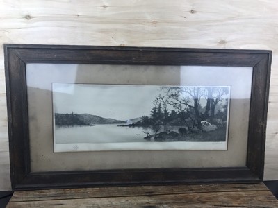EC Rost Primitive Framed Etching Copyrighted by Radthe Lauchner NY 1893