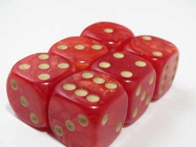 NEW Dice Set of 6 D6 (16mm) - Pearl Red