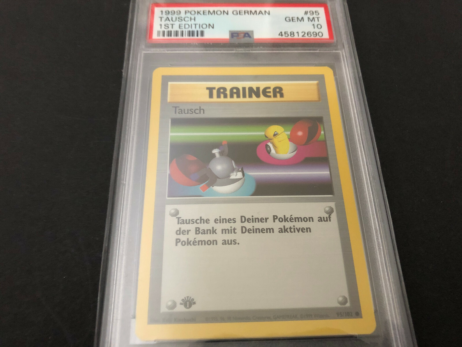 Pokémon Trainer Tausch 95102 Base Set 1. Edition German PSA 9 MINT LOW POP 