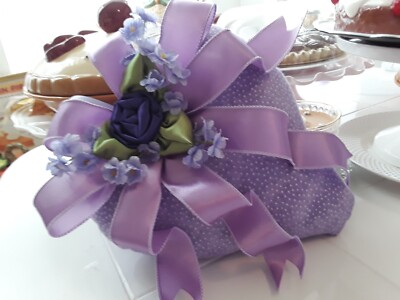 BEAUTIFUL  PURPLE CABBAGE ROSES PURPLE DOTS  BIG HEART SHAPE  DECORATIVE PILLOW