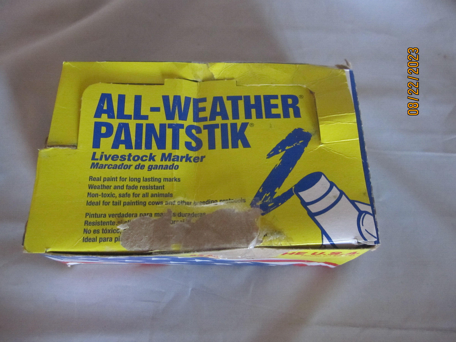 All-Weather Paintstik Livestock Marker box of 12 green unused/damaged box