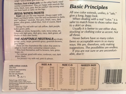 Vintage Non-Support Coloralls Pantyhose & Panty  Style 325 Very Navy Size C D