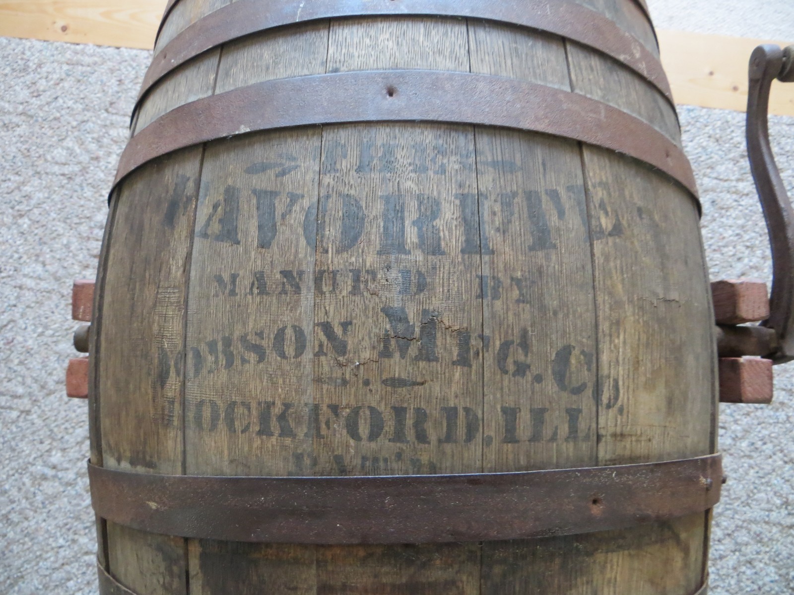 HAND CRANK ANTIQUE 1800'S BUTTER CHURN FAVORITE BY JOHNSON MFG.CO ROCKFORD ILL.