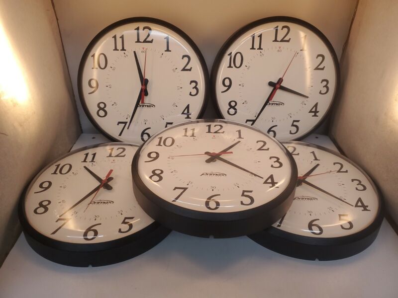 Lot of 5x Primex Wireless Wall Clocks W/out Transmitter No Batteries Wired Clock
