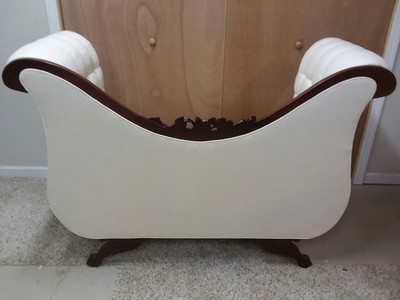 Vintage Empire Tall Back Loveseat With Mahogany Wood