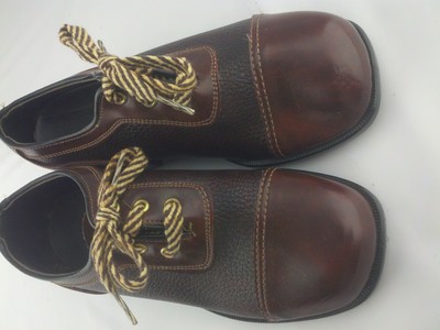 Vintage Brown Leather SANDY MCGEE Boy's High Heel Oxfords NOS