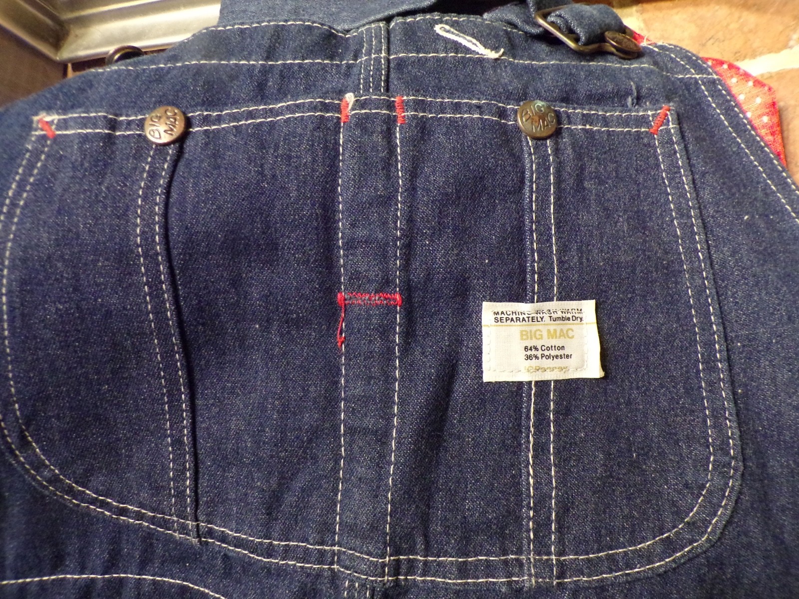 Vintage 60's NWOT's JC Penney BIG MAC BIB Denim Overall Square Back 36 Carpenter