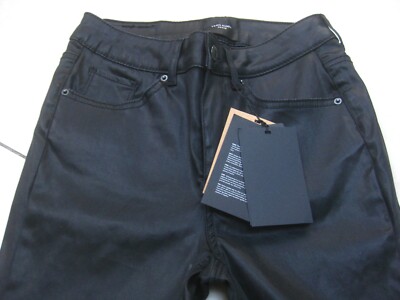 VERO MODA LEATHER LOOK SUPER SLIM JEANS S 30 UK 8 10 SKINNY jeggings wet black