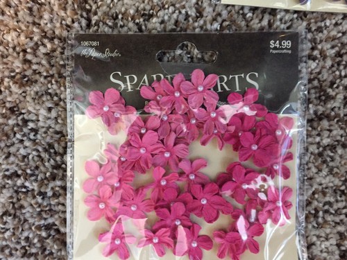 Scrapbooking Card Embellishments - FLOWERS - 3 Sets Purple, Pink, Tan