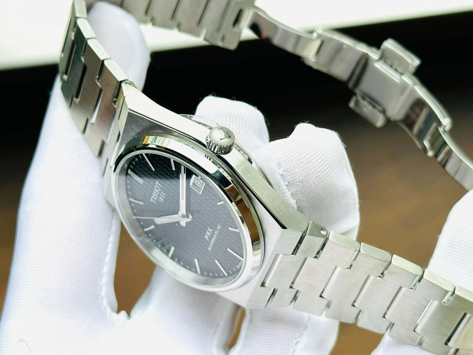 Pre-owned Tissot T137.407.11.091.00 Prx Powermatic 80 T-classic Green Automatic Men Watch