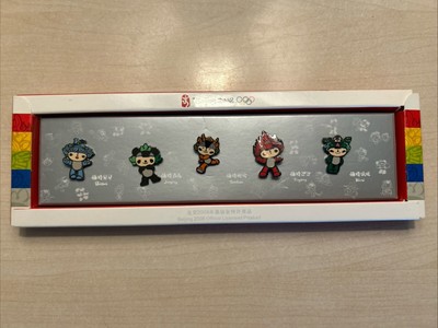 2008 Beijing Olympic Mascots set of 5 Enamel pins New in Box Official