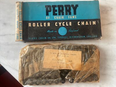 Vintage New-in-Box PERRY Bicycle Chain 1/2'' x 3/16'' x 112 links   England.  (NJ)