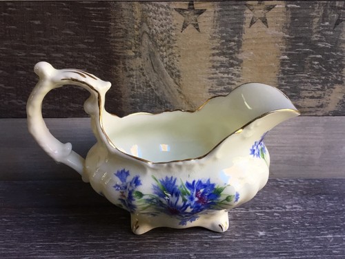 1940 Royal Hammersley Creamer Cornflower Blue Flower Pattern Bone China England