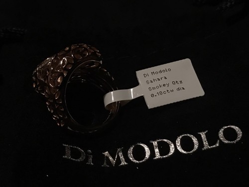 Pre-owned Di Modolo $895  Sz 6.5 Diamonds Smoky Quartz 18k 925 St Silver Sahara Ring In Yellow