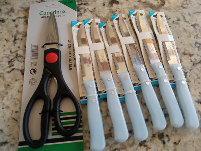 LOT 6 Essmesser + Küchenschere + Gemüse Schäler 11 Cm Inox-10072