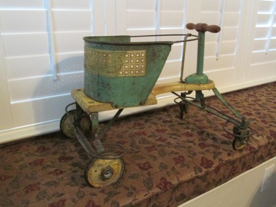antique wooden baby walker