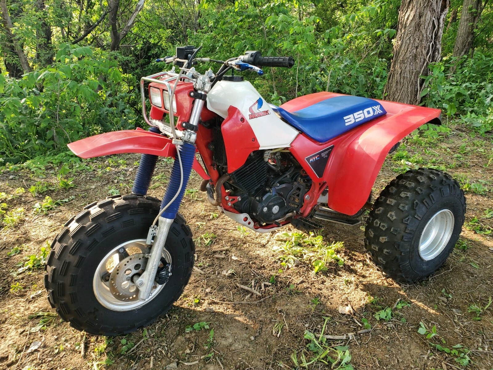 1985 HONDA ATC 350X - 3 WHEEL ATV - RED, WHITE & BLUE - ORIGINAL - MINT - 1 OF 2
