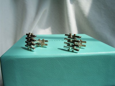 TIFFANY & CO. STERLING SILVER AND GOLD GATELINK CUFF LINKS!