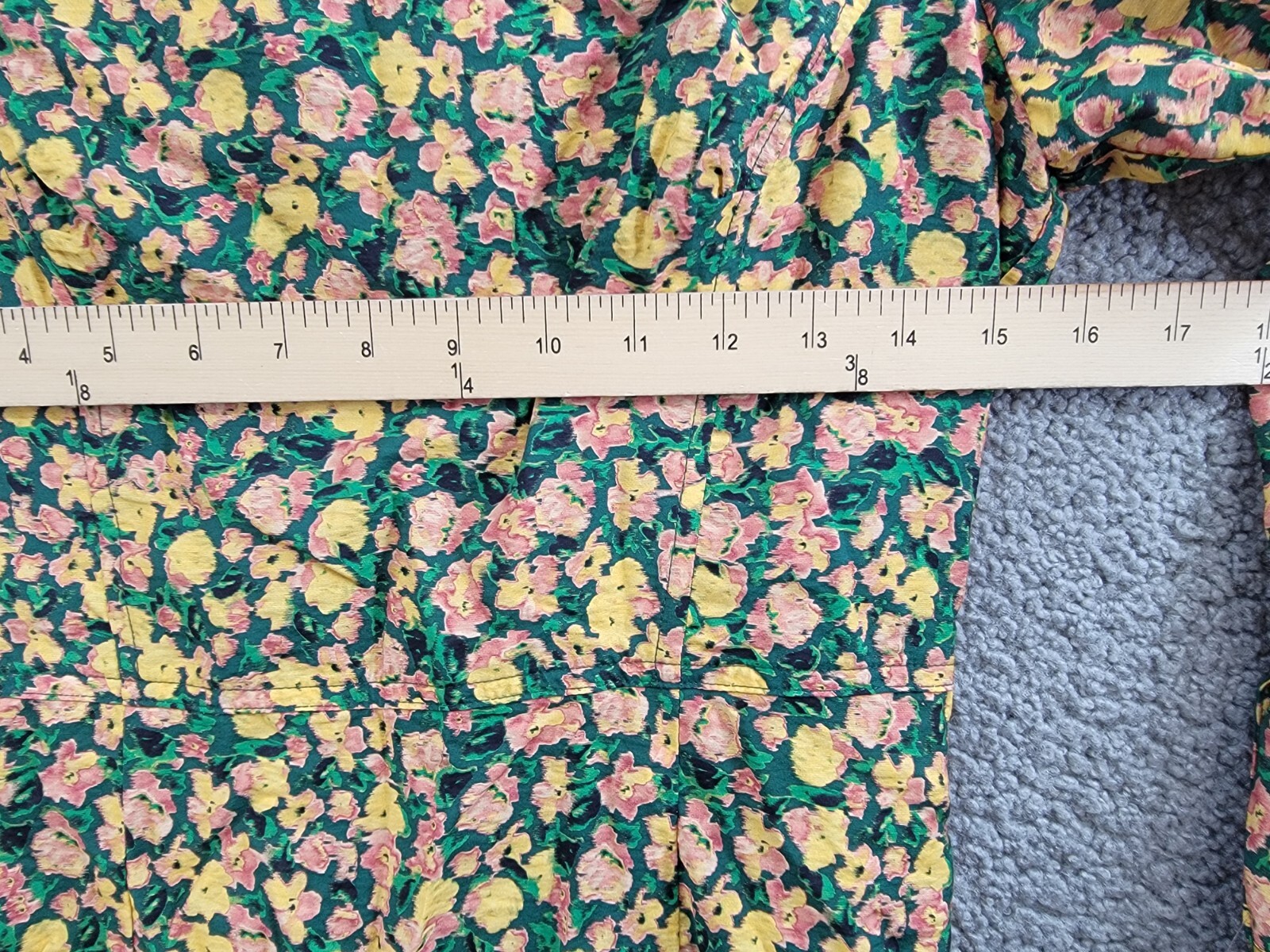 French Connection Aleezia Flavia Floral A-Line Dress Women's 4 Forest Green L/S - Picture 6 of 19