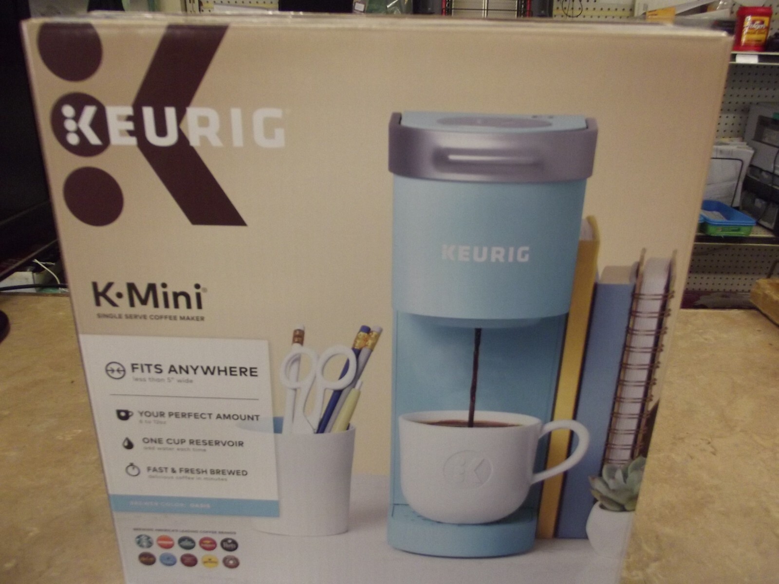 KEURIG K-MINI SINGLE SERVE K-CUP POD COFFEE MAKER- OASIS