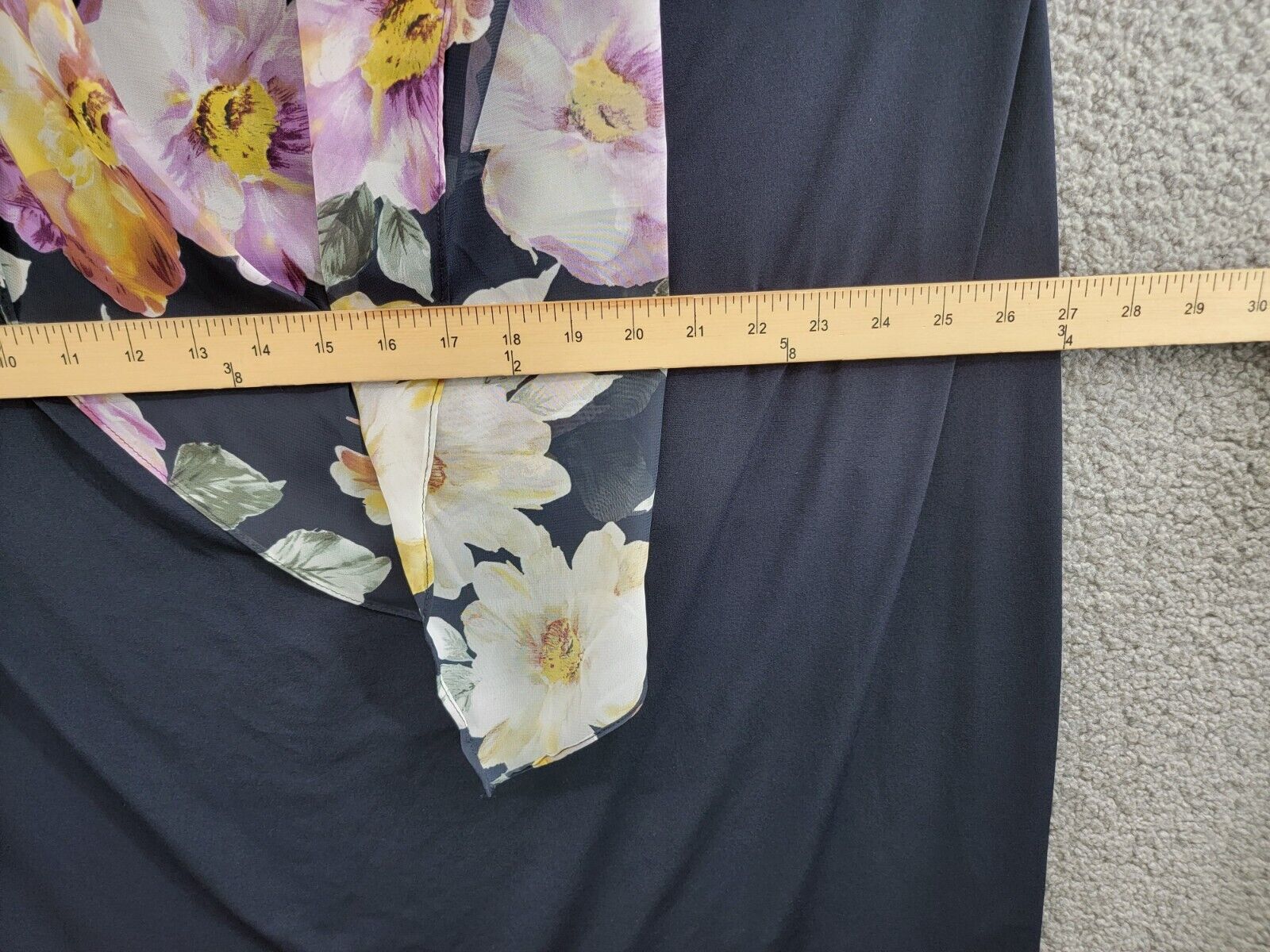Connected Plus Size Floral Cape-Sleeve Dress Women's 24W Navy Multi Pullover - Picture 7 of 15