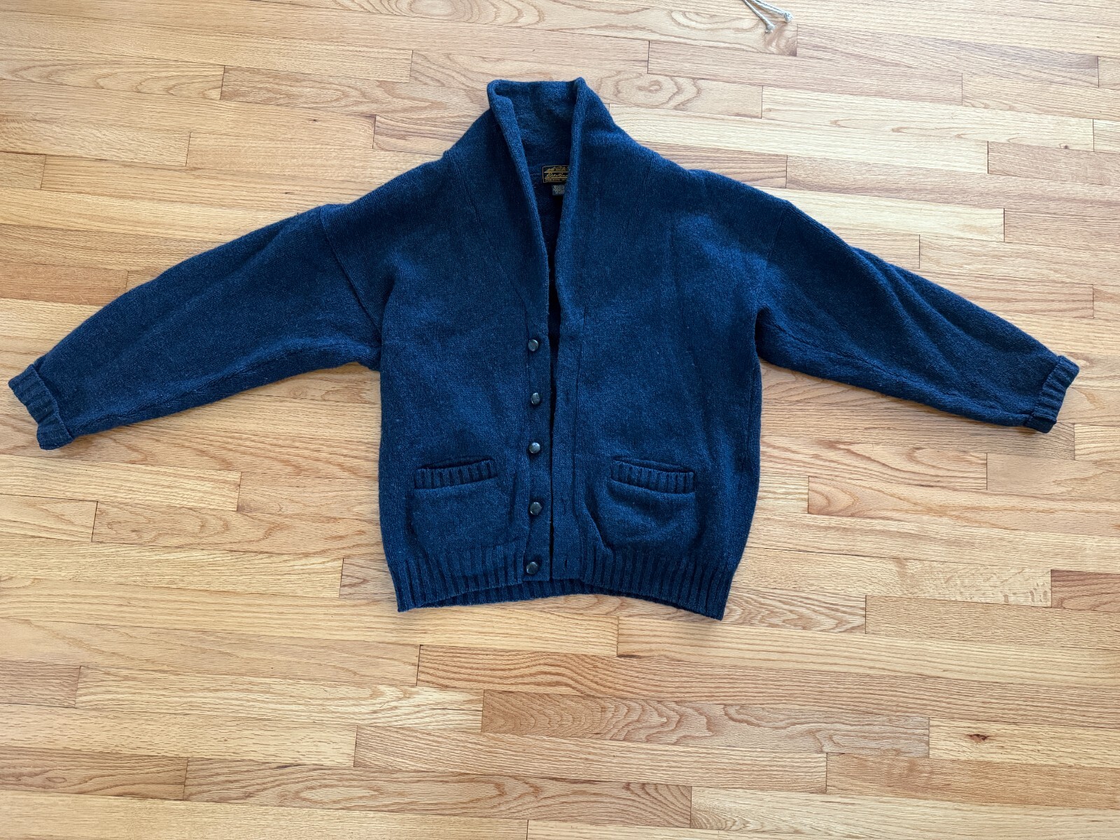 わ*め様 70s Eddie bauer elbow patch wool bo Eddie Bauer Vintage Wool Cardigan Sweater Shawl Collar Size