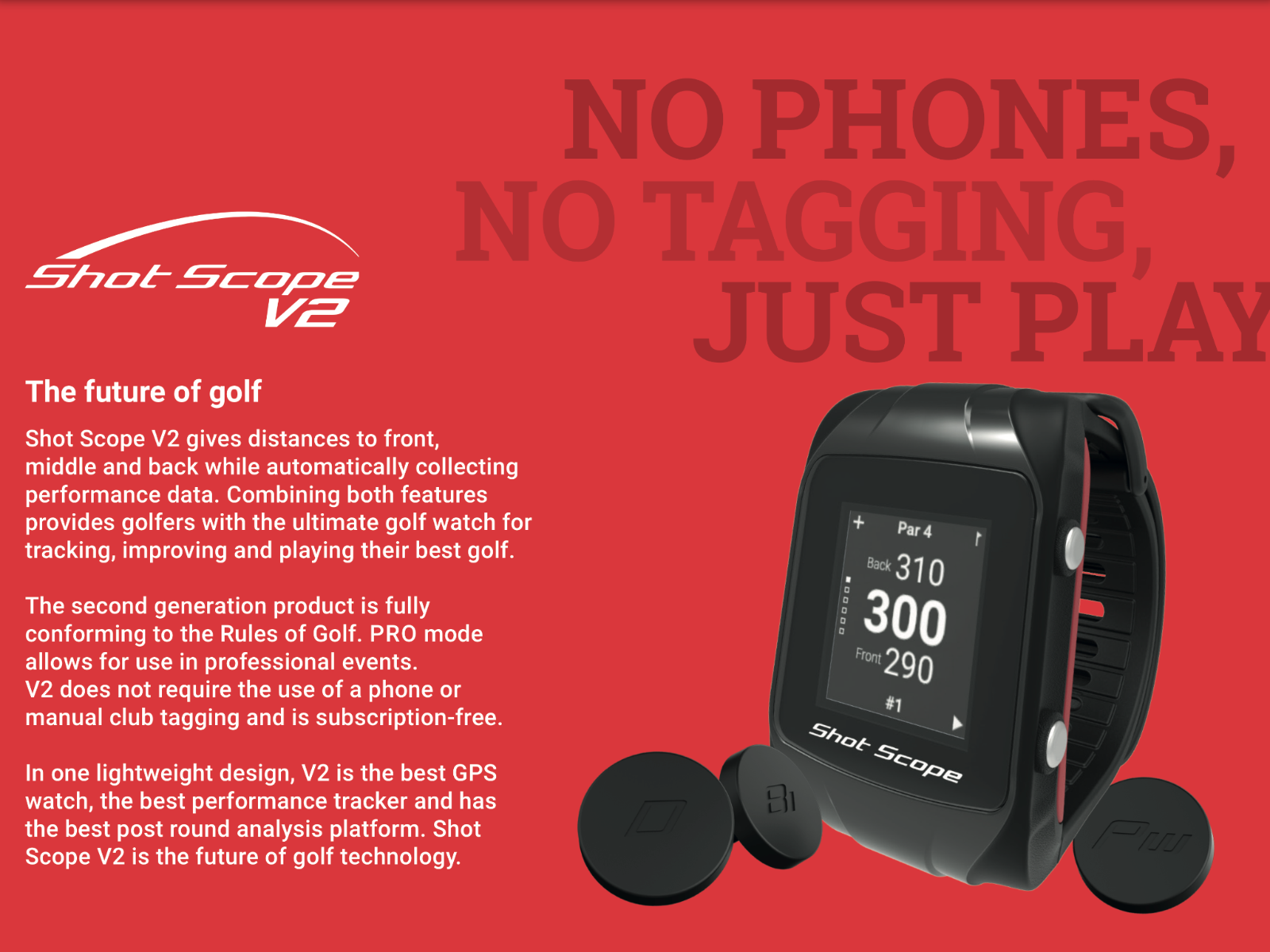 NIB 2018 SHOT SCOPE V2 GPS AND PERFORMANCE TRACKING GOLF WATCH PING TITLEIST