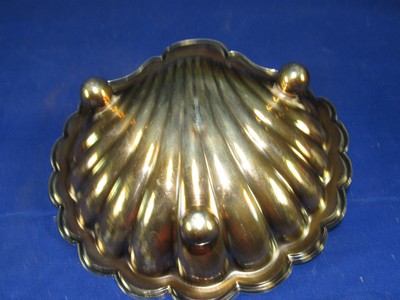Victorian John Round & Sons Silver Plated Shell Caviar-Butter Serving Tray-Bowl