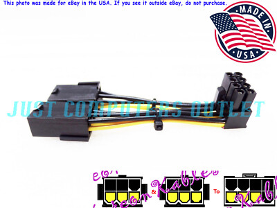  (12mm Tall) Dual Female 6-Pin to Inverted Angle Male 8-Pin PCI-E Power Adapter