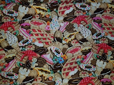 LINED WINDOW VALANCE 42X12 DESSERT BAKING CUPCAKE PIE ICE CREAM DOUGHNUT BAKERY 