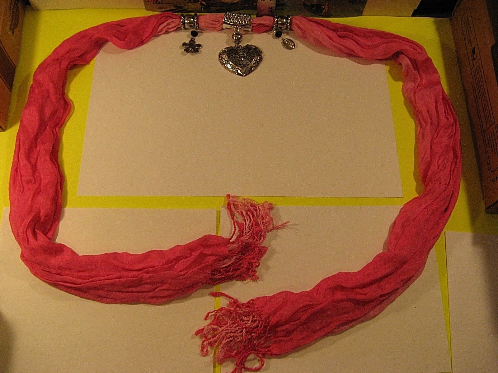 VINTAGE PINK SILK SASH WITH SILVER-TONE JEWELRY ACCESSORIES/GOOD CONDITION/NICE.