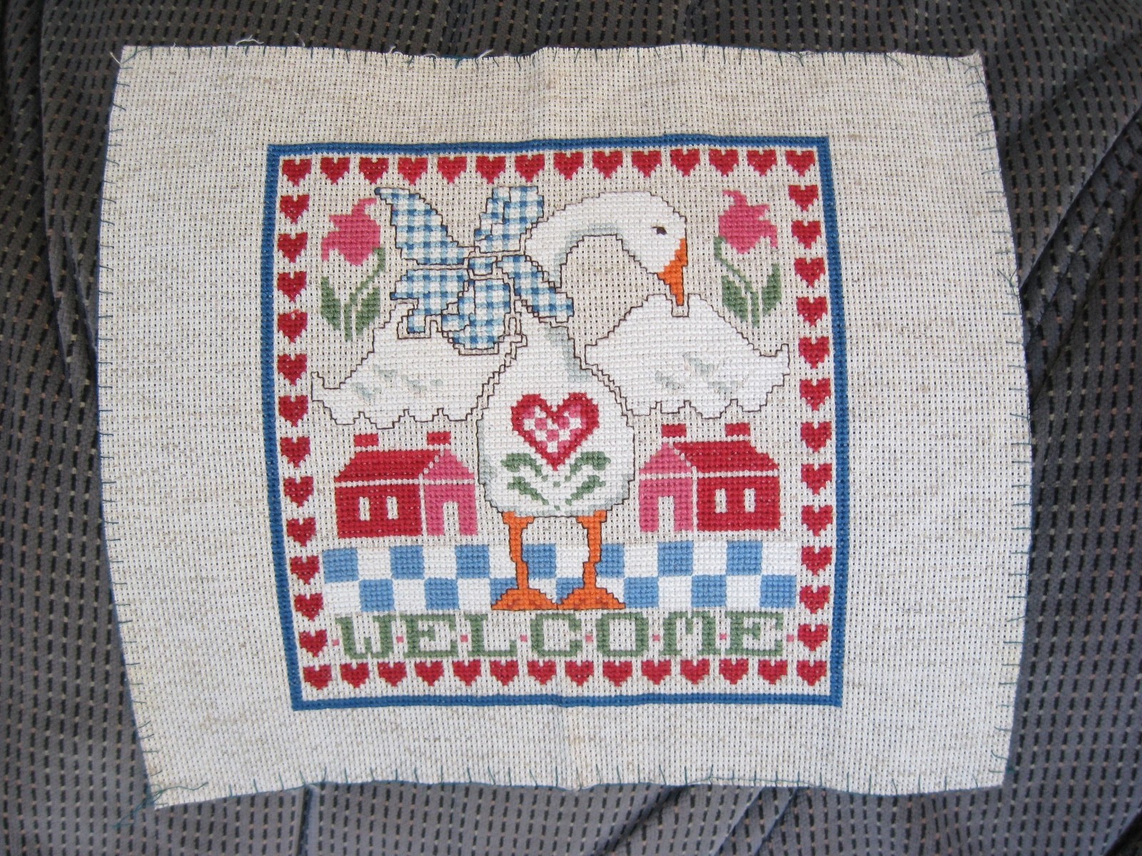 Cross Stitch Welcome Goose, Unframed,  7 1/4